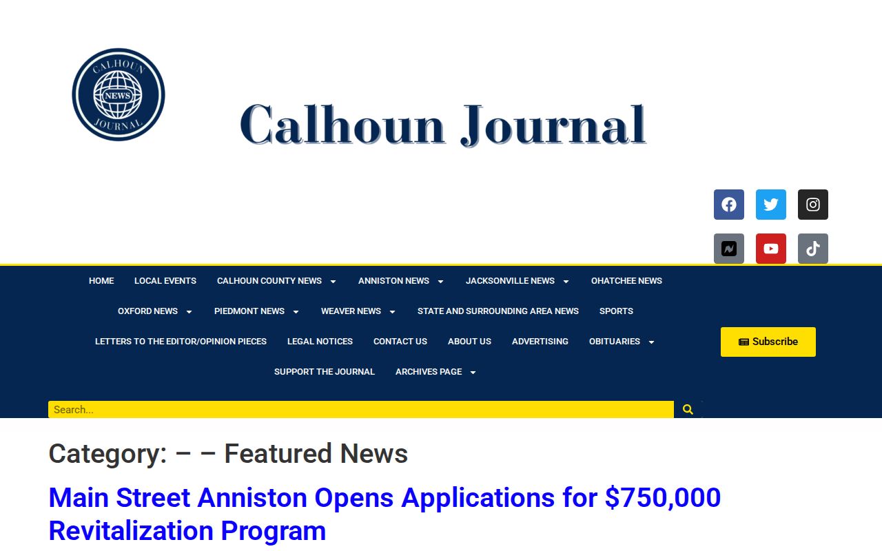 Calhoun County Calhoun Journal screenshot showing article-level local arrest coverage